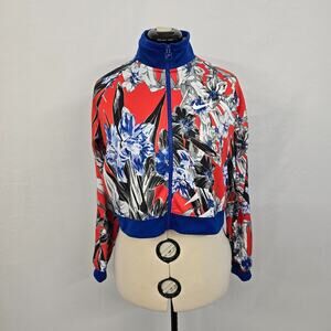 Nike Hyper Floral Femme AOP Zip Up Track Jacket Women's M Orange Blue Floral EUC